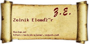 Zelnik Elemér névjegykártya